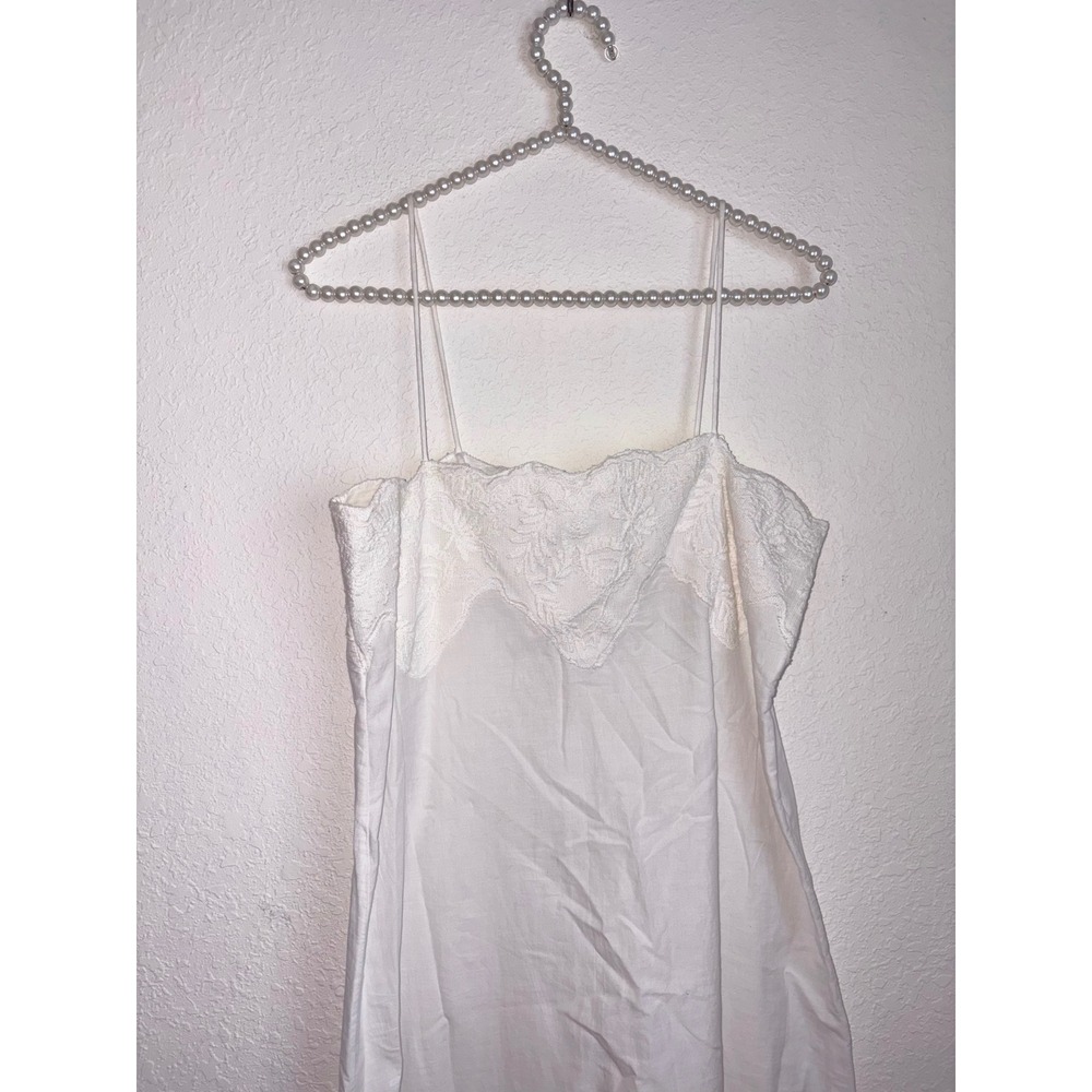 Zara Linen Midi Dress medium White New Embroidered Scallop Spaghetti Strap - Picture 8 of 16